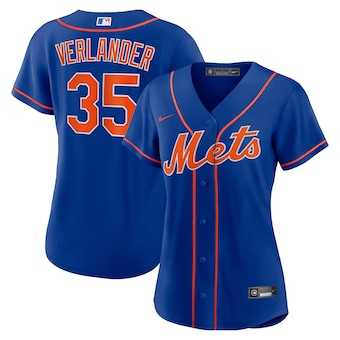 Womens New York Mets #35 Justin Verlander Blue Stitched MLB Cool Base Nike Jersey Dzhi